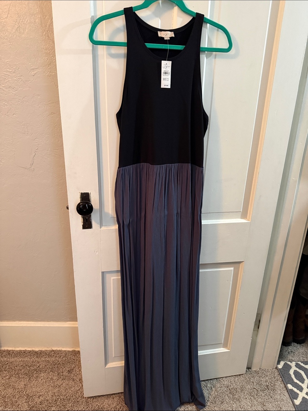 LOFT Sleeveless Black & Charcoal Maxi Dress